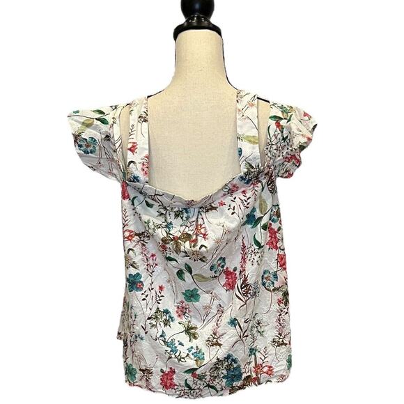 NWOT Sanctuary Womens Cotton Floral Print Cold Shoulder Blouse Eyelet Lace MED - Picture 4 of 7